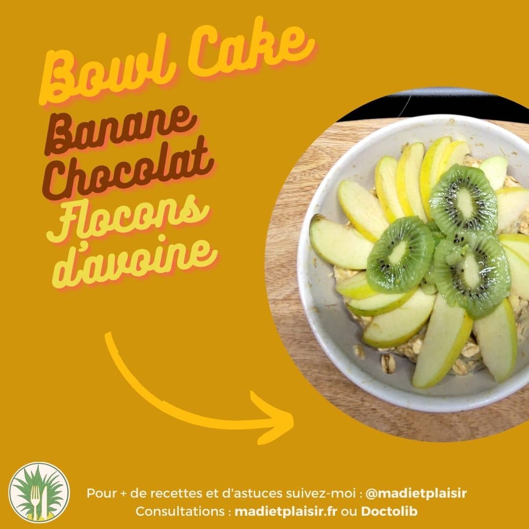 Que faire de vos bananes trop mûres ? Un délicieux Bowl Cake banane chocolat flocons d'avoine par Marine Vigier diététicienne Bordeaux Médoc