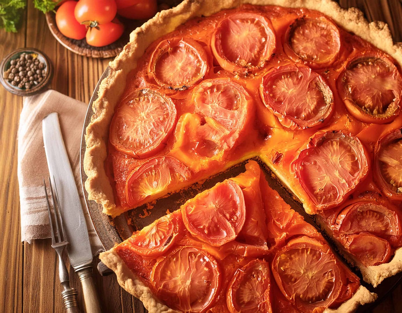 Tarte à la tomate fraiche et succulente