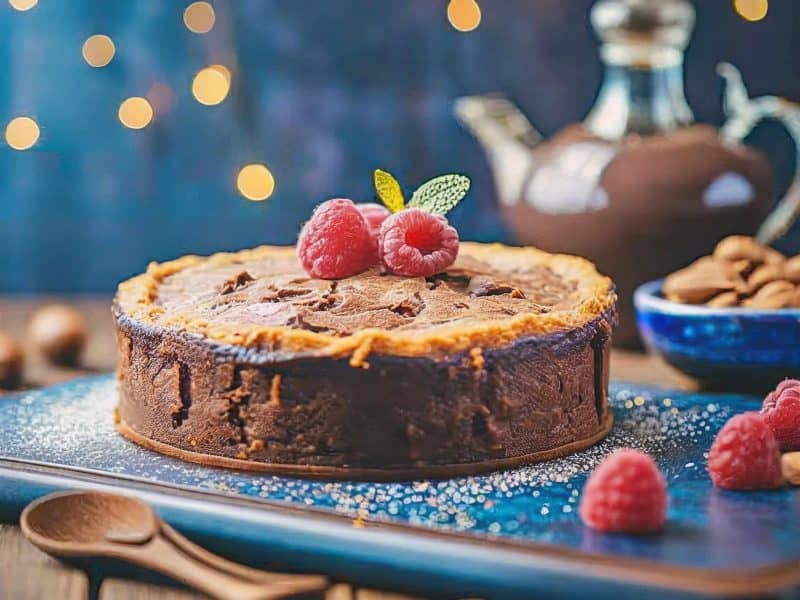 Une recette facile de gâteau aux amandes et framboises sans farine